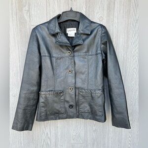 Bagatelle Genuine Leather Blazer Peacoat Style Black Jacket Size Small